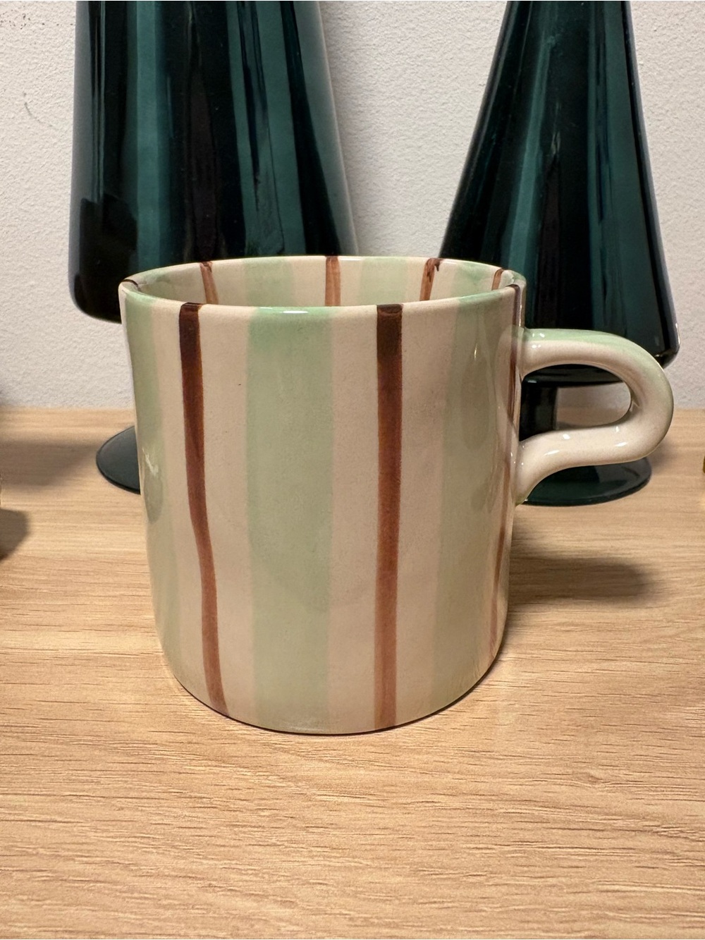 Anthropologie Pinstripe Ceramic Mug